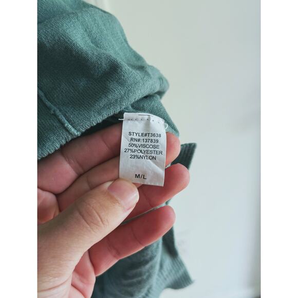 Dreamers by Debut Teal Green V-Neck Oversized Sweater M/L Cozy Lounge Layer Fall - Picture 7 of 8